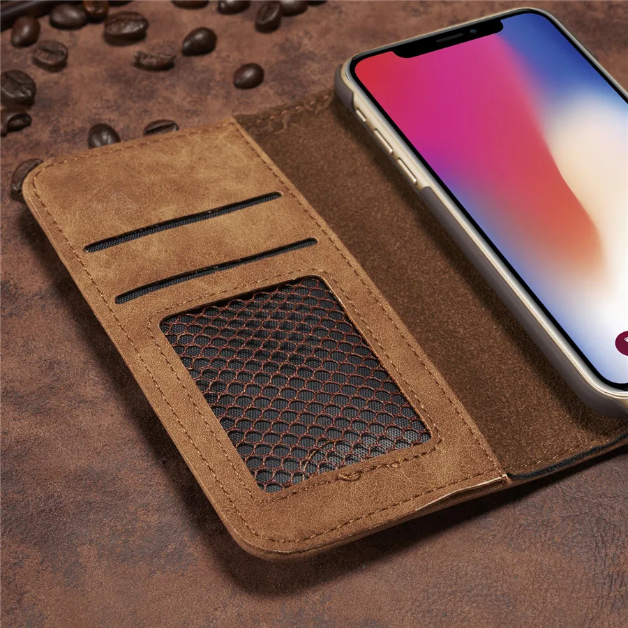 Ретро два-в-одном раздельный кожаный чехол для Iphone Xs Max Xr 7 8 6 6s Plus 5G Se Couro Etui Магнитный чехол-кошелек с откидной крышкой для карт