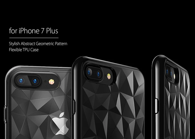 Нескользящие 3D геометрический бриллиант прозрачный, мягкий чехол для iPhone 7 8 6 6s плюс прозрачный силиконовый чехол для iPhone XS Max XR X 10