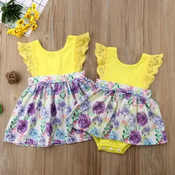 

Newborn Kids Baby Girls Sister Matching Floral Jumpsuit Romper Dress Clothes Set