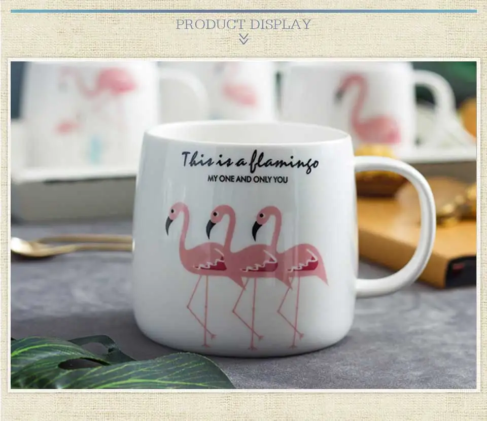 Ceramic Coffee Mug Pink FlamingoCactus Travel Coffee  Cups And Mugs For MilkTeaDrinkWater Creative Porcelain Gifts           (3)