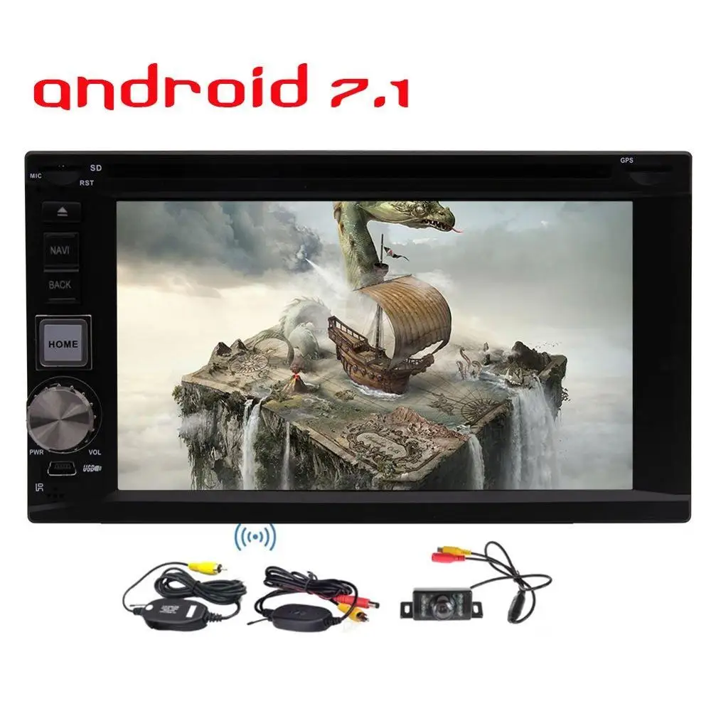 Wireless Rear Camera+8 Core 6.2'' 2 Din Android 7.1 Car Stereo Radio GPS Navigation DVD Player Wifi Bluetooth 1080P Video Player Wireless Rear Camera+8 Core 6.2'' 2 Din Android 7.1 Car Stereo Radio GPS Navigation DVD Player Wifi Bluetooth 1080P Video Player