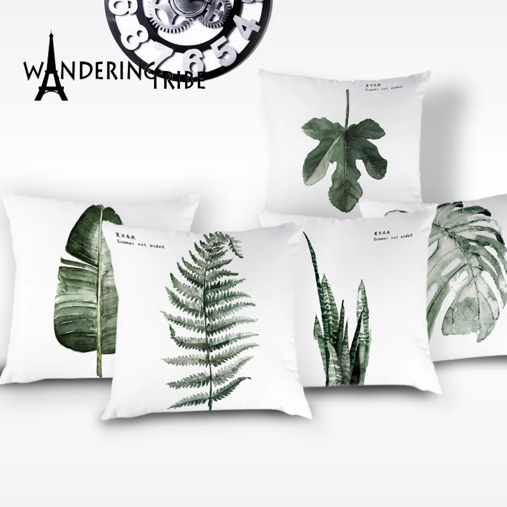 Наволочки с растениями, подушки с листьями тропический декор подушки для дивана, наволочки на подушку, лето, не законченная подушка