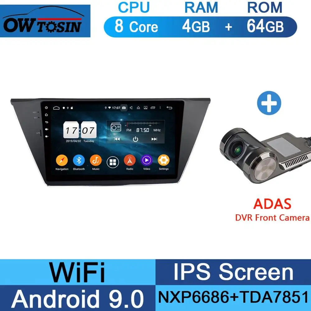 10," ips 8 Core Android 9,0 4G ram+ 64G rom автомобильный проигрыватель с радио и GPS для Volkswagen VW Touran DSP CarPlay Parrot BT - Цвет: 64G Adas Camera