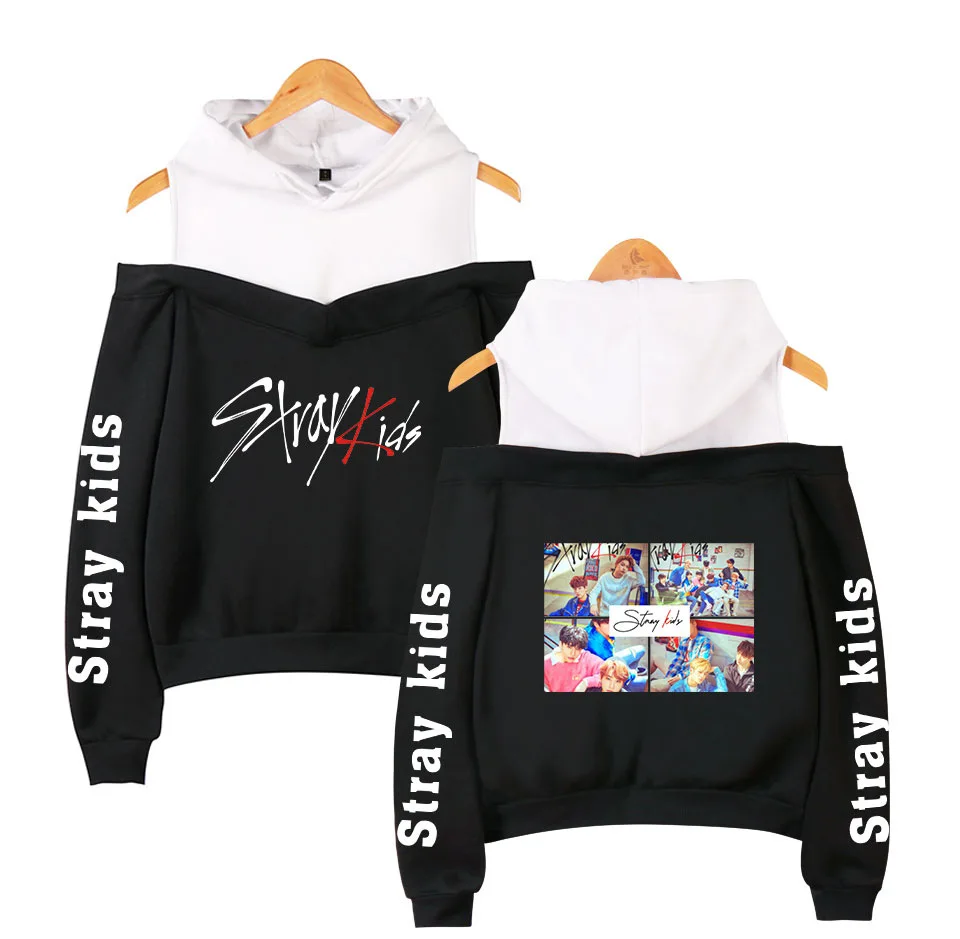 Frdun Tommy stray kids KPOP Off-shoulder Sweatshirt Women Fashion Hip Pop Printed Women Hoodies Highstreet Sweatshirt  (3)