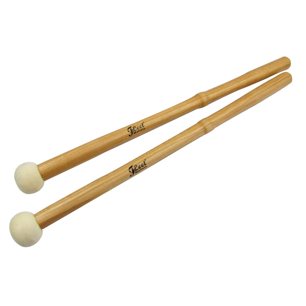 1 Pair Hard Felt Head Timpani Mallets Maple Handle Precussion Mallets