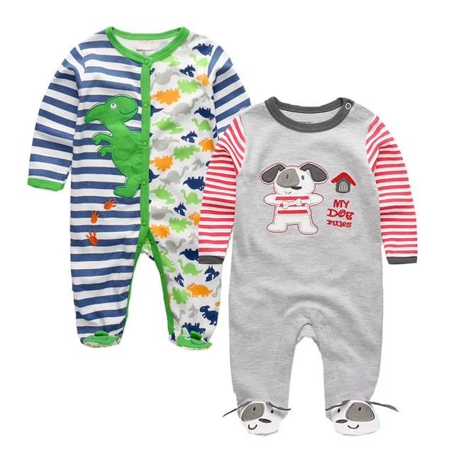 2 pieces/lots Newborn Footie Baby girl boy clothes long sleeve Cotton print New born Roupas de bebe pajamas 0-12 months - Цвет: 15