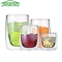 JANKNG 1 Unids Claro Hecho A Mano Resistente Al Calor de Doble Pared de Vidrio té Taza de Bebida Saludable Bebida Taza de la Taza De Café Con Aislamiento Transparente vidrio