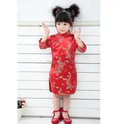 2019 Qipao три четверти летнее платье для маленьких девочек детская одежда с цветочным рисунком китайские халаты подарок Новый год традиционн