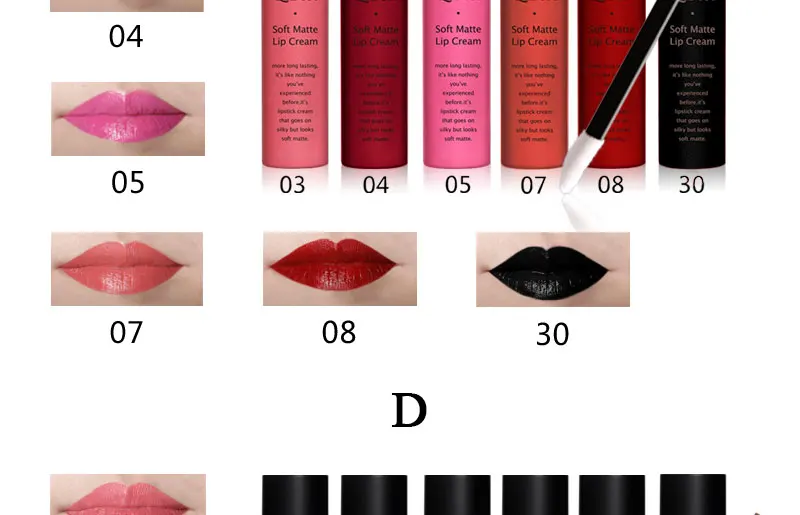 2017 QiBest Lip Color Make Up Waterproof Lip Gloss Tattoo Long Lasting Pigment Red Nude Velvet Matte Lipstick Liquid Makeup Lot (9)