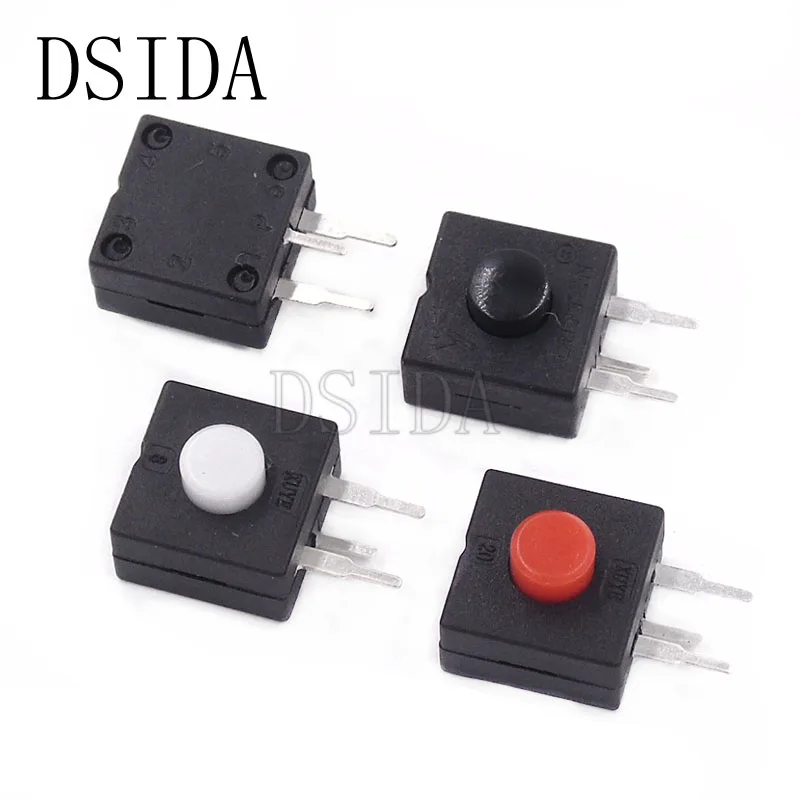 

10PCS 12*12mm Flashlight Button Switch Side 213WD 3Pin 12X12 Light Switch Push Button Switch White Black Red
