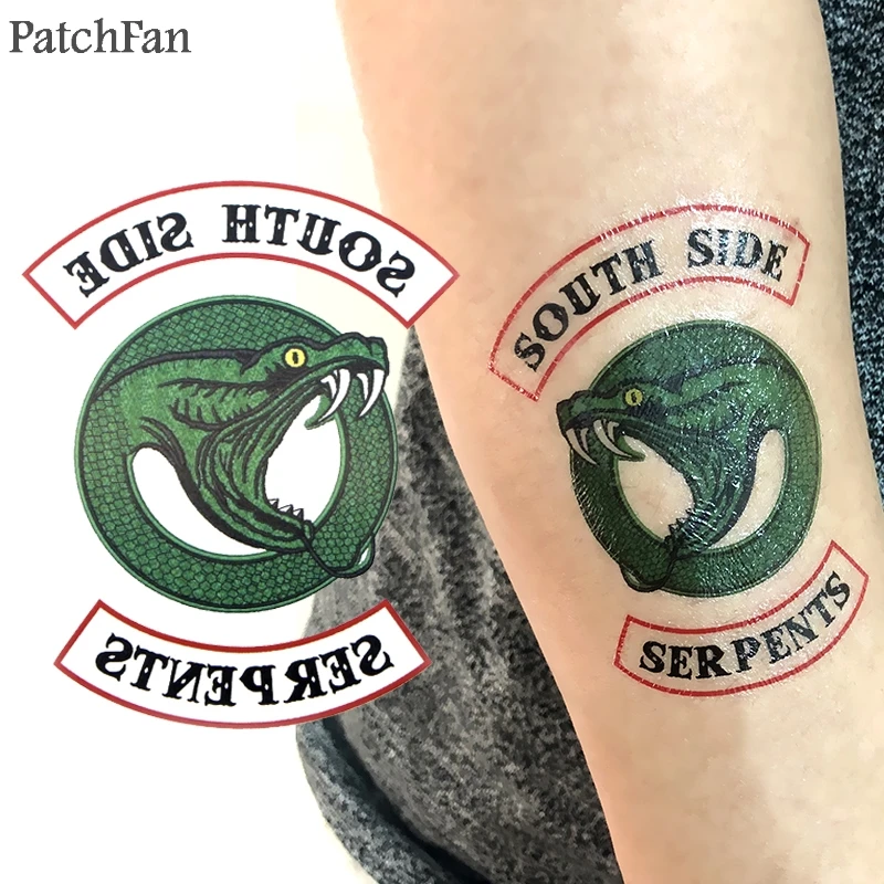 5 قطعة/المجموعة Patchfan Riverdale Southside الثعبان diy بارد المؤقتة وشم على شكل رسوم للجسم ملصقا ل diy الكتف الذراع دروبشيبينغ A1073