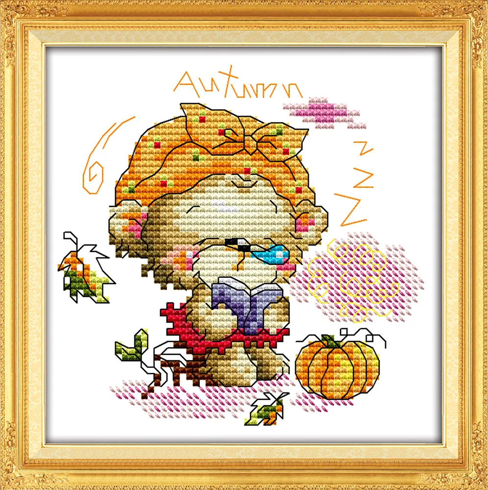 The four seasons little bear-осень рассчитано на ткань 14CT 11CT наборы для вышивки крестиком