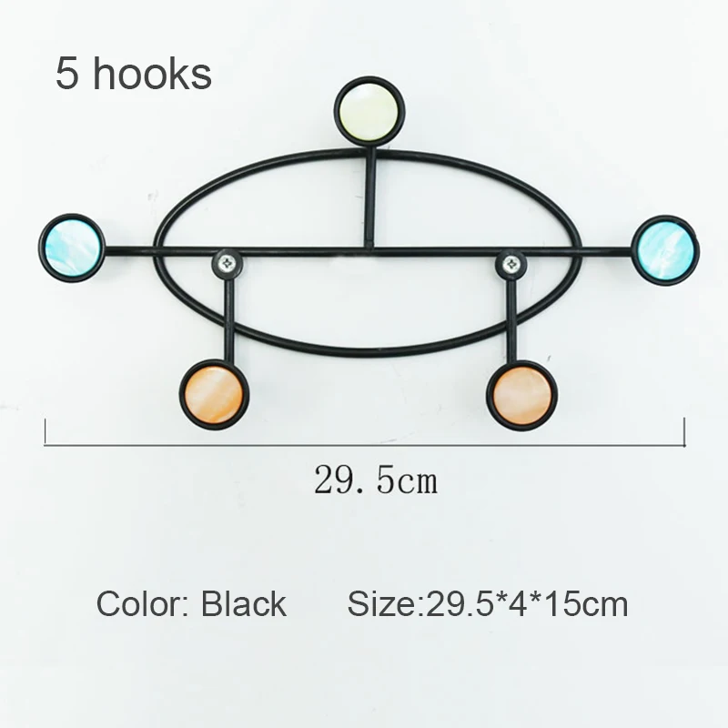 Настенная вешалка для пальто-стойка для хранения входного пути настенная вешалка для крючков и полотенец для курток, пальто, шапок и шарфов - Цвет: 5 hooks Black