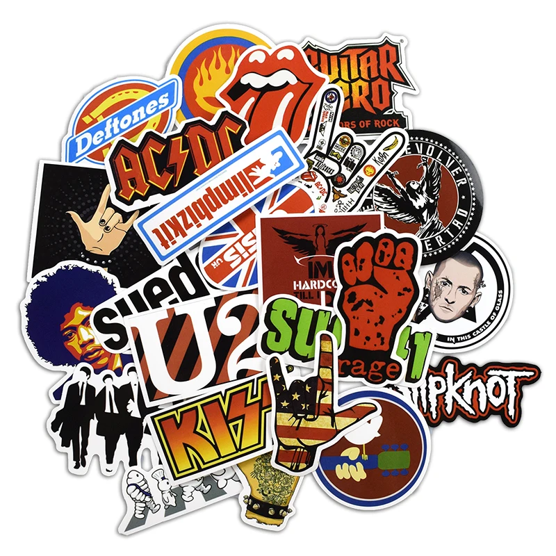 52 Pcs Retro Rock Band Music RHCP Dead Kennedys Stickers for Laptop Skateboard Guitar Luggage Graffiti Waterproof Sticker Pack