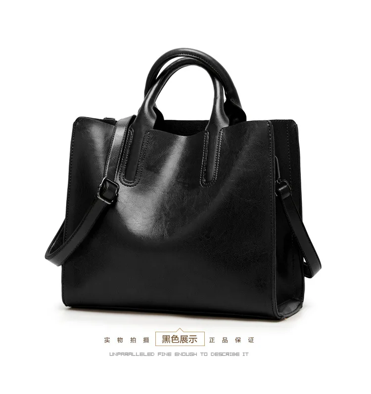 KLY 100% Genuine leather Women handbags 2018 New handbags Cross-border goods Simple handbag Ms. Briefcase Shoulder Messenger -