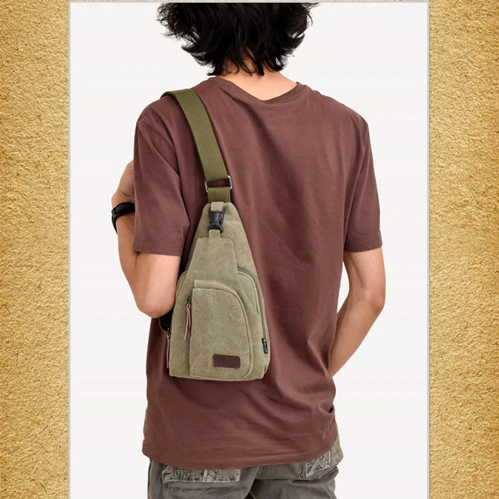 

Men's little chest canvas Shoulder bag male bag multi-function Messenger Bags Canvas Chest Pack Small Retro Shoulder Bag 2017