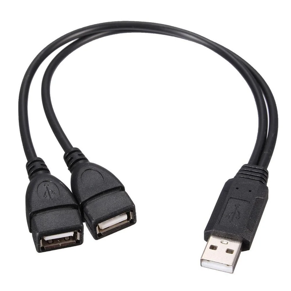 USB 2.0 وذكر إلى 2 المزدوج USB الإناث جاك Y الفاصل تهمة البيانات مزامنة Hub USB ملحق تمديد كابلات الحبل USB الفاصل محسن محول