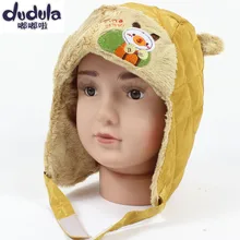 Autumn and winter children cap Lei Feng Korean child set CAP HAT baby boy girl with cashmere earmuffs in winter