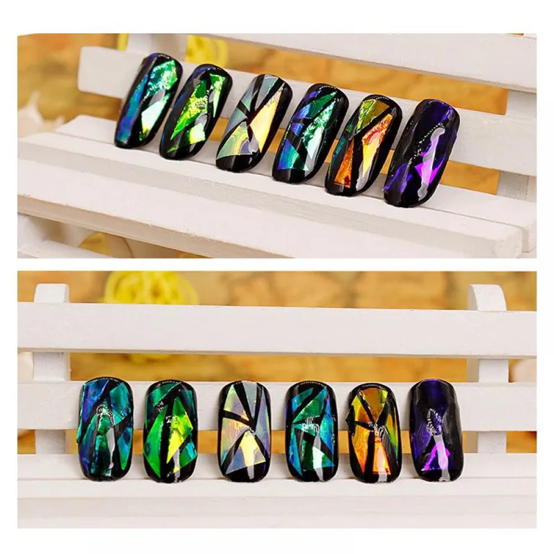 

20cm Symphony irregular broken glass mirror foil nail sticker nail Aurora glass paper