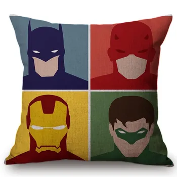 

Cartoon Justice League Pillow Case Funny Spider Man Wonder Woman Superman Linen Cushion Cover Cute Captain America Pillow Covers