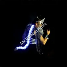 WX20 Mens Singer keel tail clothes ballroom dancing clothing bar party dj disco suits performance led