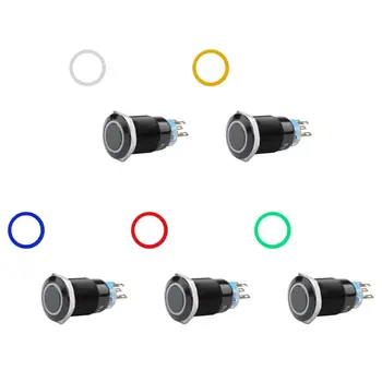 

19mm Screw Thread Length 40mm 12V 24V 220V LED Waterproof Momentary Latch Push Button Flate Switch Car Switch