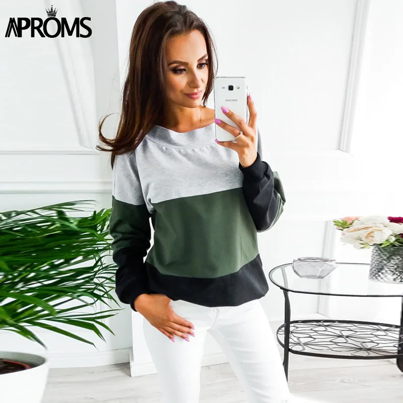 Aproms White Red Color Blocked Long Sleeve T-Shirt Women Fashion Back Bow Tie Tee T Shirt Female Autumn Casual Thin Basic Tops
