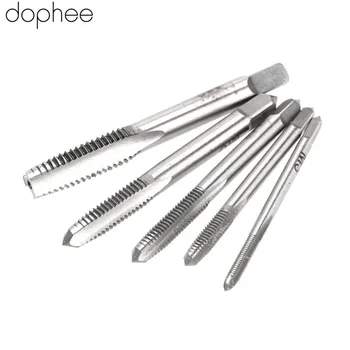 

dophee 5PCS HSS Machine Spiral Point Straight Fluted Screw Thread Metric Plug Hand Tap Drill M3-M8 Screw Extractor Tap Die Set