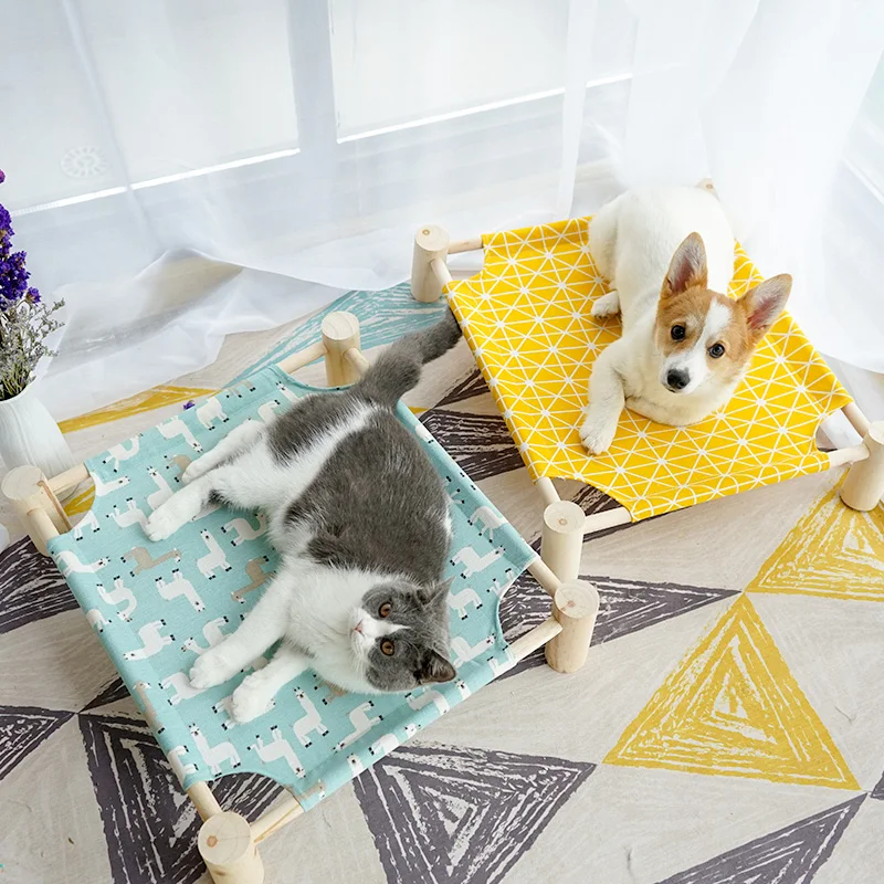 

Cat hammock four corners cat nest solid wood general summer breathable can remove wash pet cushion bed mat beds cushion