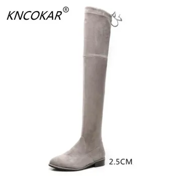 

KNCOKAR In 2017, the new thigh-high boots of the new long tube boots are worn with fleece and knee-high boots