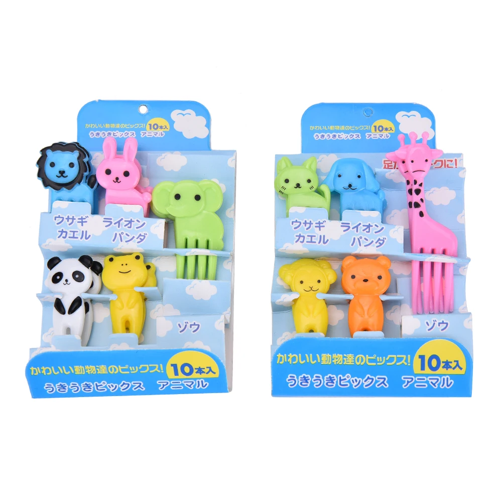 

10pcs/pack Animal Farm Fruit Fork Mini Cartoon Children Snack Cake Dessert Food Fruit Pick Toothpick Bento Lunches Party Decor