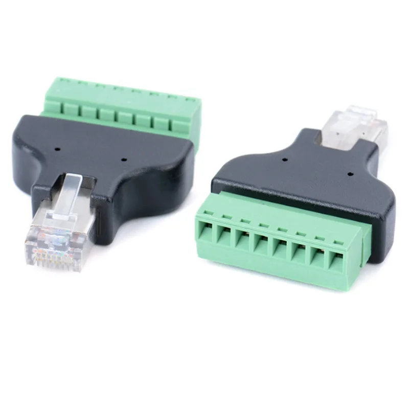 2pcs/lot Ethernet Rj45 Male Plug To Av Screw Terminal 8pin Block Cctv ...