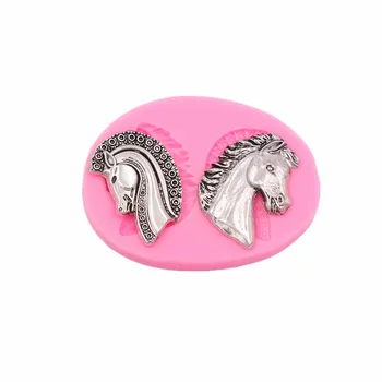

Double horse head sugar cakes soft silicone mold handmade chocolate craft mold cake dessert decoration mold DIY kitchen baking t