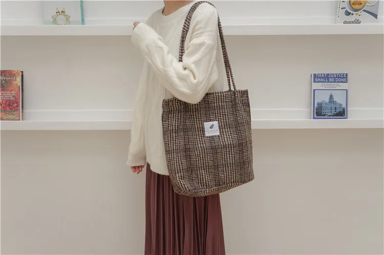 women bags shopping bag plaid women's handbag (18)