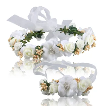 

LAN PALACE new Handmade white flowers wreath and bracelet wedding and birthday Accessories bride Jewelry free shipping