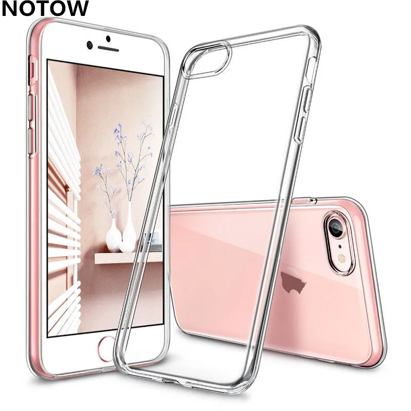 

NOTOW Silicone gel Blank Skin Cell phone Luxury Shell Clear Soft TPU Case Crystal Cover for iphone7plus 8Plus 6 6S/X/XS/ XSMAX