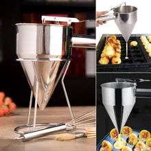 Stainless Steel Small Octopus Balls Making Funnel Cupcakes Baking Dispenser with Rack Kitchen Utensils Funnel Tools Stainless Steel Small Octopus Balls Making Funnel Cupcakes Baking Dispenser with Rack Kitchen Utensils Funnel Tools