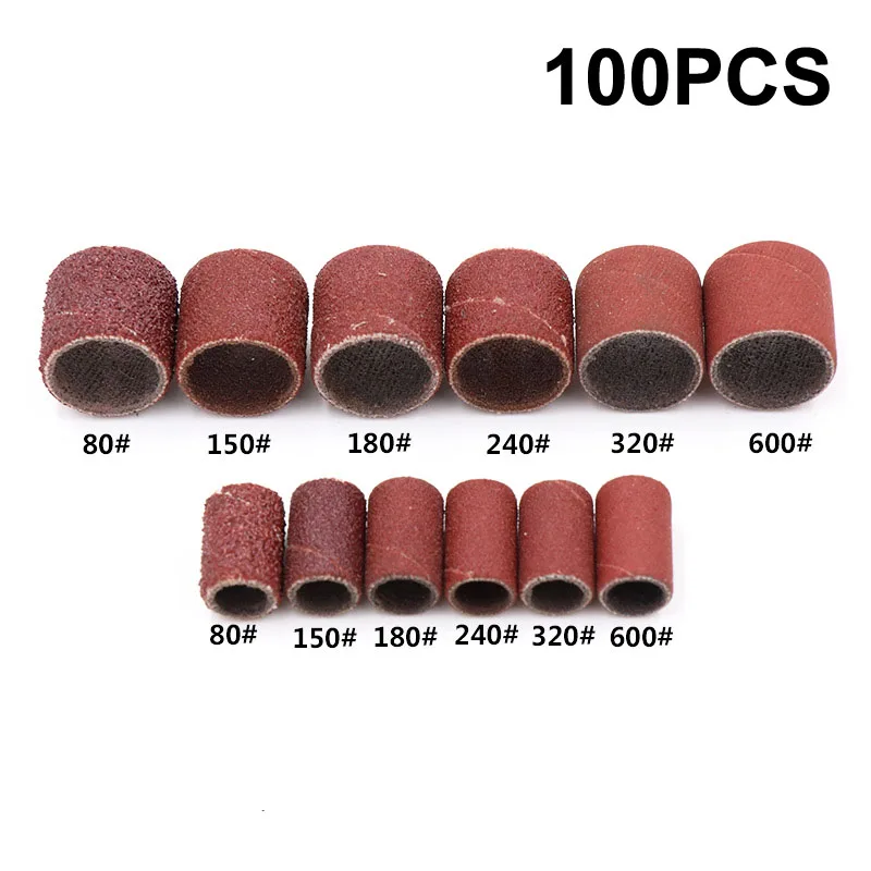 

URANN 100PCS Grit 80 150 180 240 320 600 Sanding Sandpaper Circle Nail Art Sanding Bands File Dremel Accessories Rotary Tool