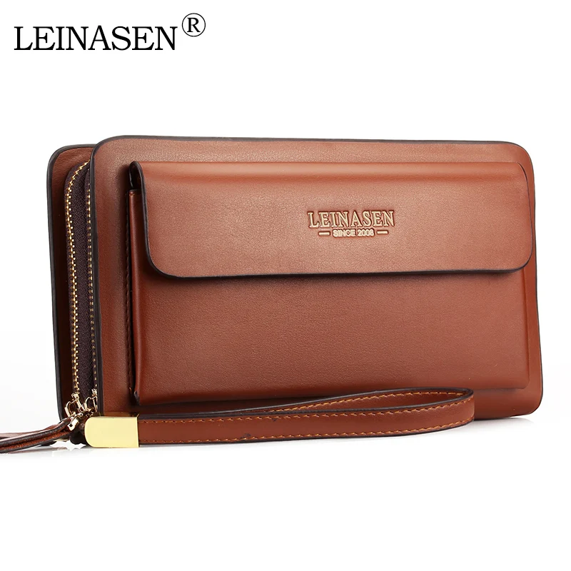 LEINASEN Brand Men Wallets with coin pocket zipper Double Zipper Male Wallet long Large Men Purse coin clutch bag black Business LEINASEN Brand Men Wallets with coin pocket zipper Double Zipper Male Wallet long Large Men Purse coin clutch bag black Business