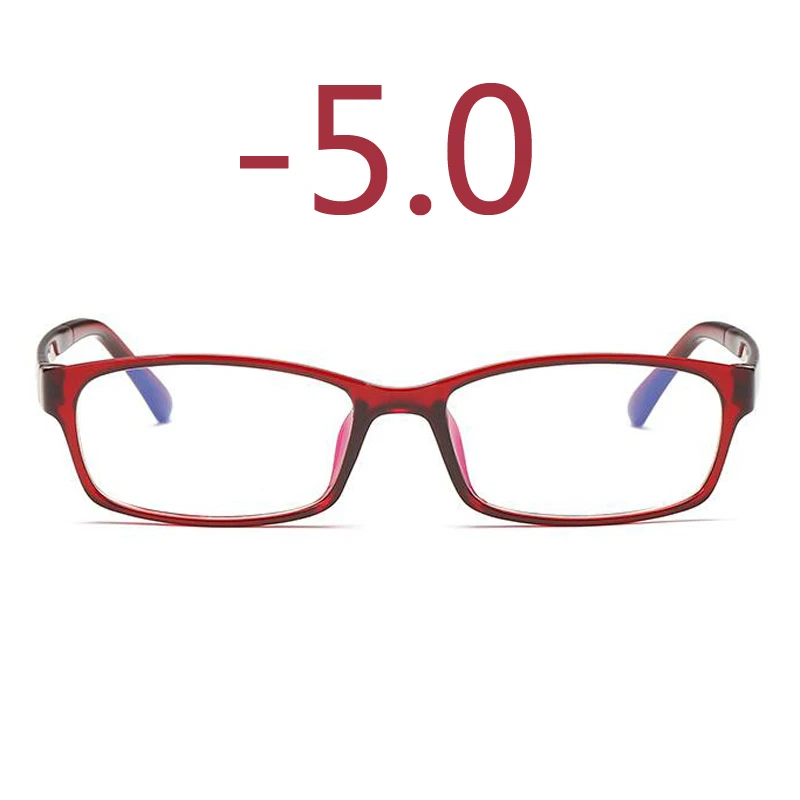 Очки для близорукости 0-1-1,5-2-2,5-3-3,5-4-5-6, мужские очки с коротким прицелом, черная прозрачная оправа, женские очки для близорукости - Цвет оправы: red myopia 500