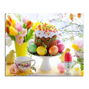 

Colorful tulips and cake 50x40 Diy Diamond embroidery cross stitch diamond painting diamond mosaic kits picture rhinestones