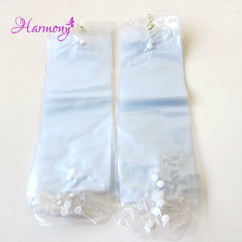 

Freeshipping 30pcs/lot 14inch-24inch plastic pvc bags for packing hair extension transparent packaging bags with Button