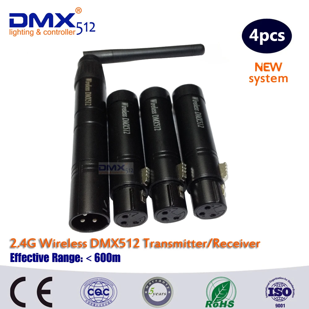 DHL Бесплатная доставка 2.4 г ISM DMX512 Беспроводной Женский Мужской 3pin XLR передачи приемник устройства для Светодиодное освещение этап Moving par