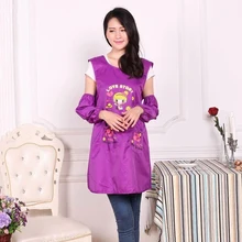 Взрослые женский Фартук сумка кухня корейской моды водонепроницаемый масло против одежда милые рукава приготовления простое платье