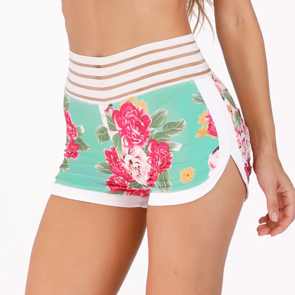

Women Yoga Shorts Elastic High Waist Printed Sports Leggning Tights Running Jogging Fitness Gym Training Workout Wear Trunks