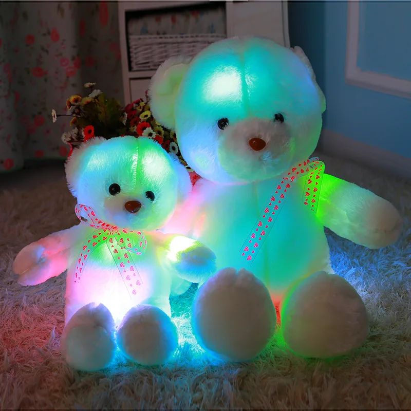 35 см Сияющие мерцающие плюшевые игрушки Мишки Тедди светодиодный свет светящийся разноцветный набивной плюшевый творческие подарки