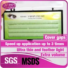 5 лотков/Лот, 2D ресницы, 4 линии, v-образная форма, 2D покрытие, зазоры, натуральные накладные локоны, ресницы, макияж, экстенионы