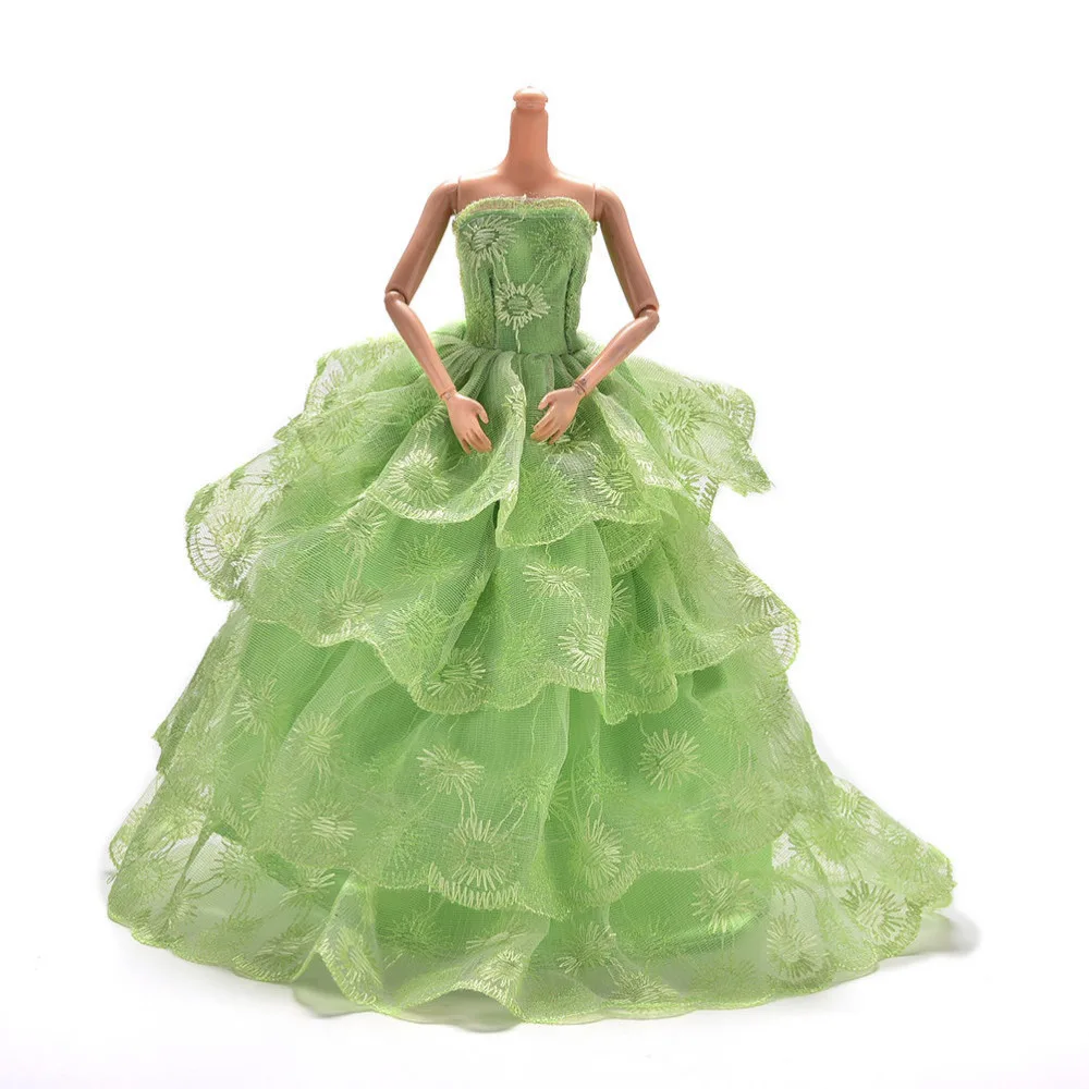Многослойное Элегантное свадебное платье принцессы ручной работы для куклы, платье куклы с цветочным рисунком, одежда, аксессуары для кукол - Цвет: as pic