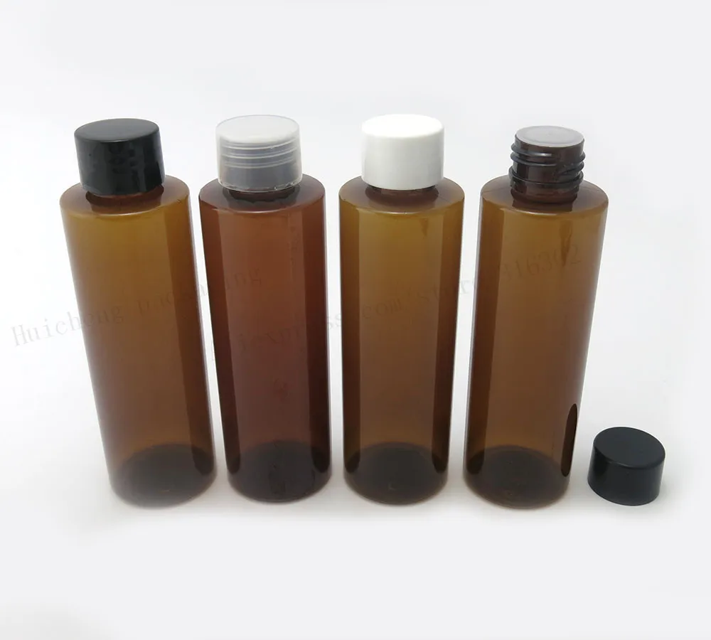

30 X 150ml Flat Shoulder Amber PET shampoo Cream bottle with insert and plastic cap 150cc plastic cosmetic container