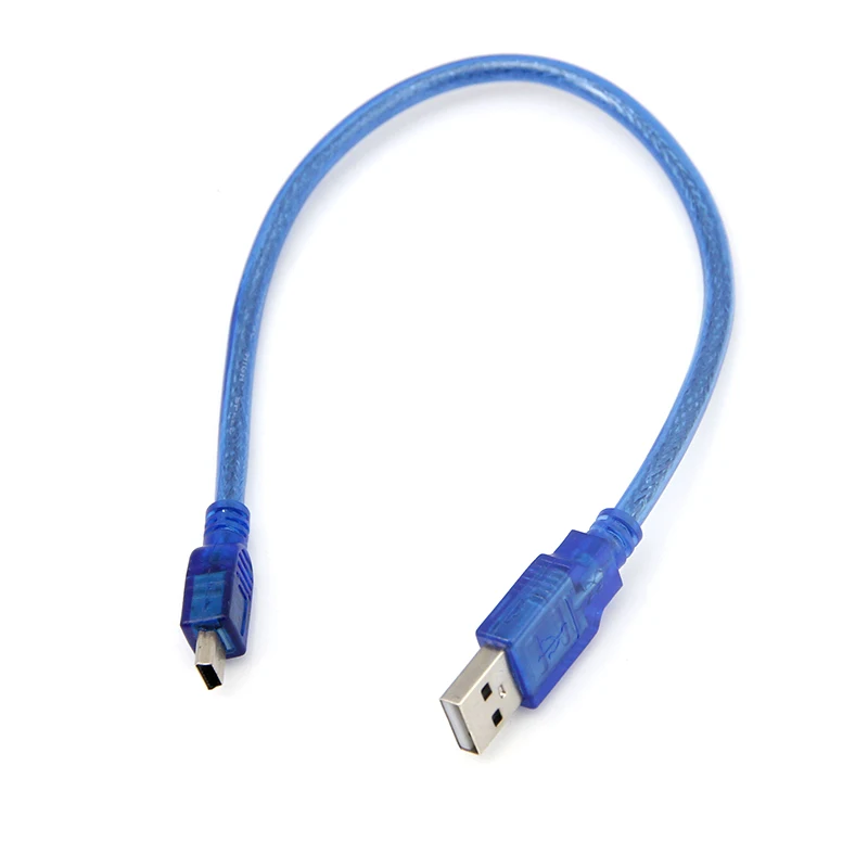 10 قطعة الأزرق قصير USB 2.0 وذكر أن ميني 5 دبوس B بيانات كابل شحن سلك مهايئ
